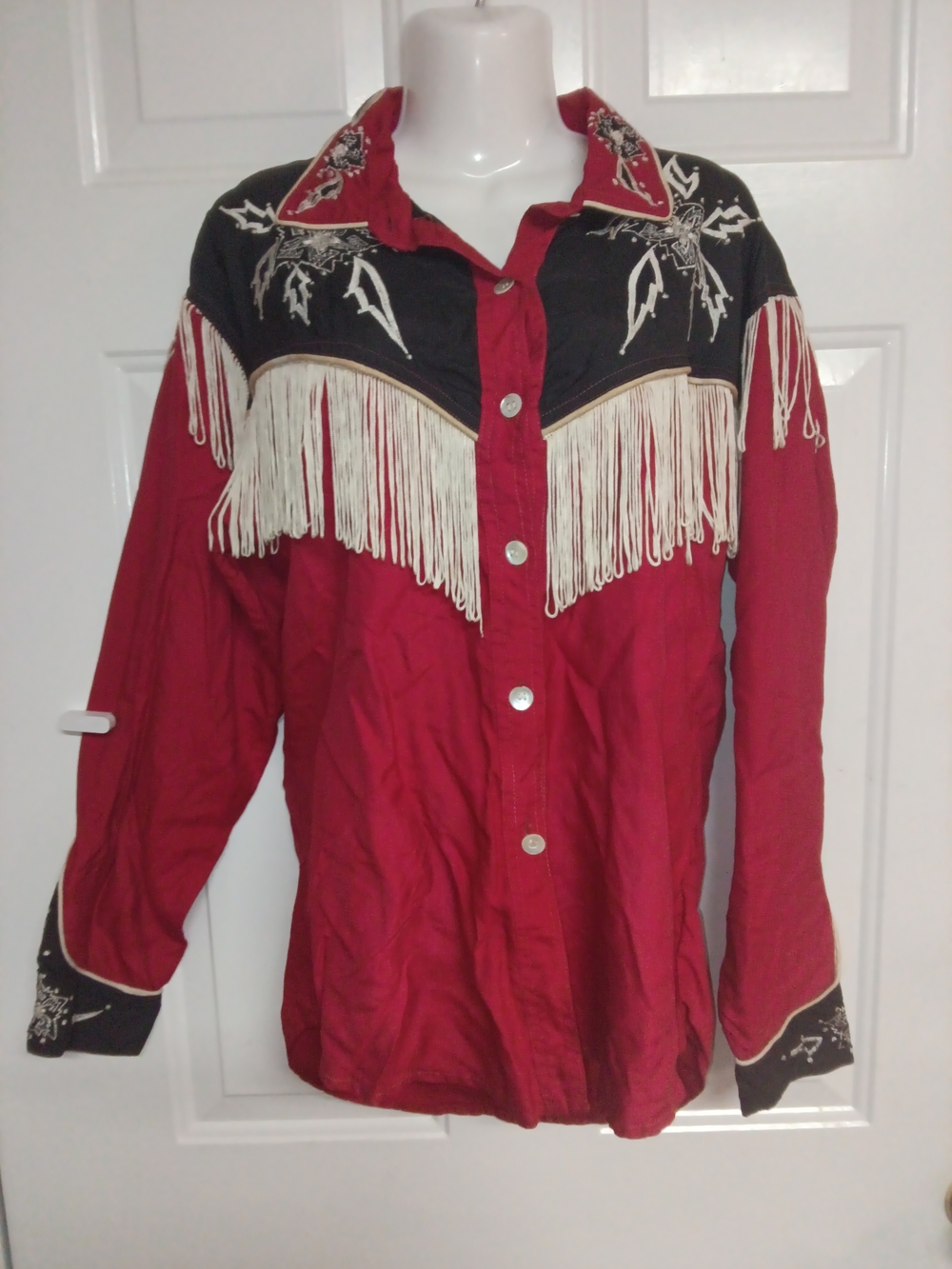 🤠🦋🌻Juju Rodeo 90'S Retro Western Fringe Long Sleeve Shirt Size M
